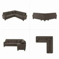 thumbnail image 4 of Stockton 99W L Shaped Sectional Couch in Chocolate Brown Microsuede, 4 of 5