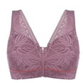thumbnail image 5 of Women Sexy Plus Size Solid Color Large Size No Steel Ring Cover Soft Cotton Cup Front Zipper Printed Breast Lifting Gathering Side Beauty Back Underwear Bra, 5 of 8