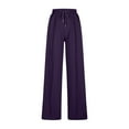 thumbnail image 4 of ibuvkizy Sweatpants Women with Pockets,Women Fashion Trousers Full Pants Casual Drawstring Straight Solid Color Loose Casual Wide Leg Pants Purple,XXL, 4 of 6