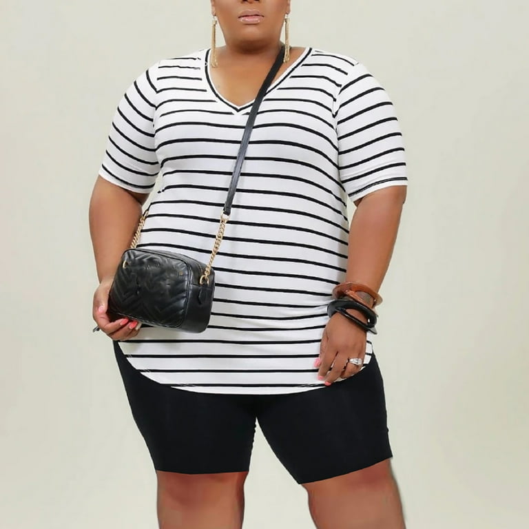 Women's Sexy Striped T-Shirt Shorts Fashion Two-Piece Set Women's Sexy Striped T-Shirt Shorts Fashion Two-Piece Set