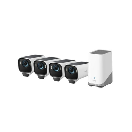 eufy Security eufyCam S3 Pro 4-Cam Kit, Solar Camera Outdoor Wireless, MaxColor Night Vision, 4K Security Camera with Solar Panel, Face Recognition AI, Expandable Local Storage, No Monthly Fee