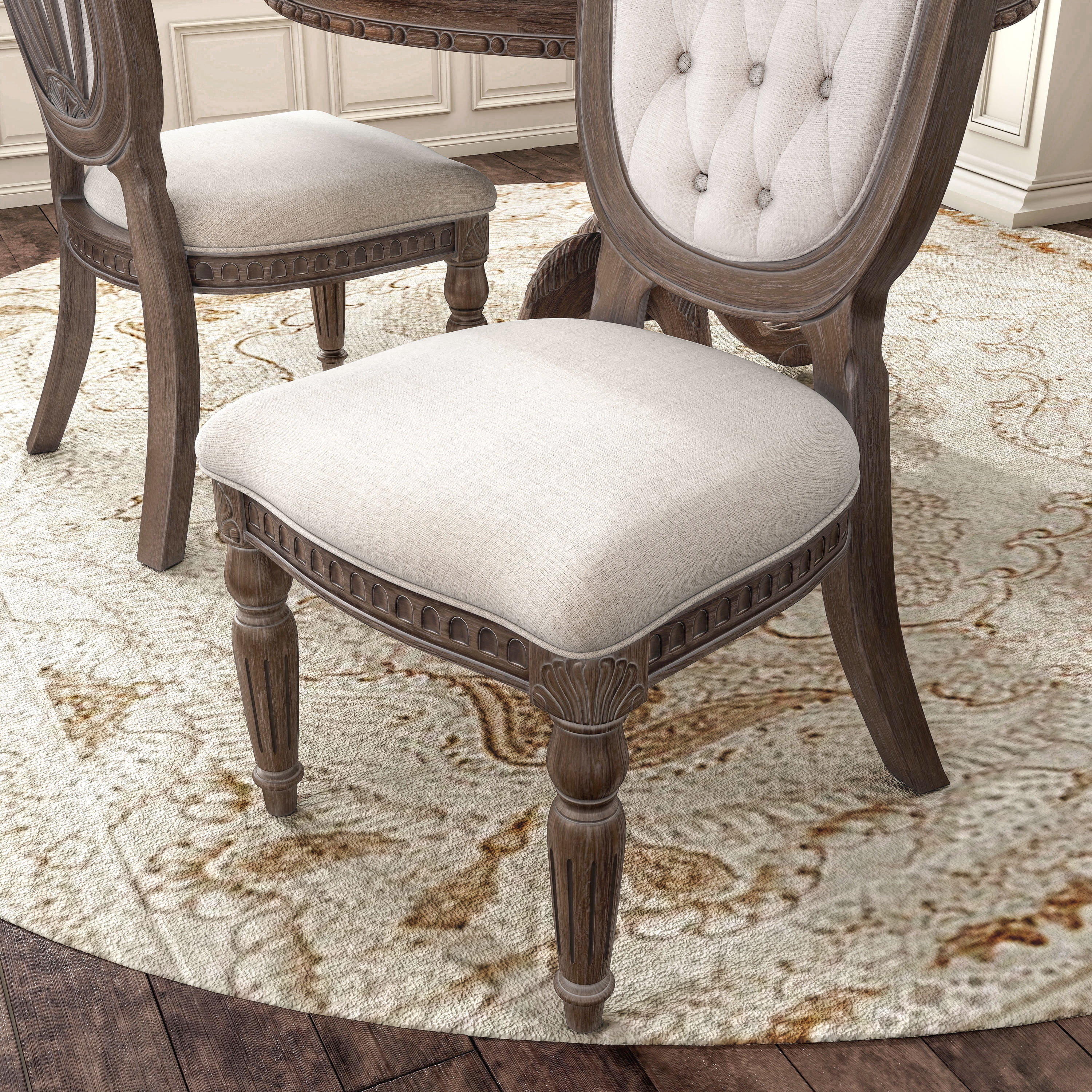 Furniture of America Feyric Rustic Solid Wood Indoor Side Chairs, Weathered Oak (Set of 2)