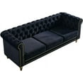 thumbnail image 4 of Modern Velvet Sofa, Button Tufted Chesterfield Sofa with Scroll Arms and Gold Metal Legs, 3-Seater Sofa Couch Upholstered Sofa for Living Room Bedroom Office Apartment, 84.65"×31.50"×30.31", Black, 4 of 14
