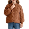 thumbnail image 6 of Spazoro Girls Quilted Bomber Jacket with Side Pockets, Long Sleeve Snap Button Stand Collar Warm Casual Padded Outerwear Coat Brown Size 9-10, 6 of 7