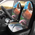 thumbnail image 2 of ZHANZZK Set of 2 Car Seat Covers Happy Dog Looking Out The Car Window Universal Auto Front Seats Protector Fits for Car,SUV Sedan,Truck, 2 of 3