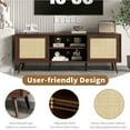 thumbnail image 3 of Furtivusia Rattan TV Cabinet, TV Stand for 65 inch TV, Modern Entertainment Center TV Console Table, Living Room TV Stand with Sliding Door, Walnut Color, 3 of 10