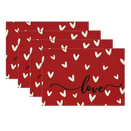 

4PCS Valentine s Day Placemat Love Small Pattern Wind Western Placemat Tablecloth 2024 Clearance