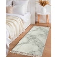 thumbnail image 3 of Area Rug with Tassels 2' x 5', Modern Marble Texture Kitchen Runner Rug for Hallway Bedroom Throw Rugs, Abstract White Gray Stripe Soft Door Mat for Bathroom Entrance Living Room, 3 of 9