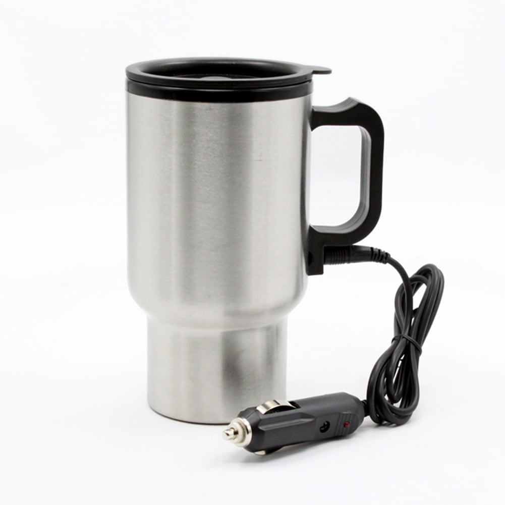 Travel 12V Car Thermos Thermal Heating Mug Cup Kettle Plug Heated Auto Adapter 