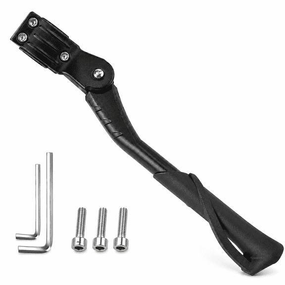 Geeopuk Bike Kickstand, Heavy Duty Rear Side Bicycle Kickstand for 24-29 Inch Bikes, 3-Bolt Clamp Adjustable Stand with Wide Non-Slip Foot for MTB Road E-Bike