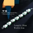 thumbnail image 5 of Green CZ Women Tennis Flower Big Pearl Bracelet Bangle White Gold Plated Jewelry, 5 of 9
