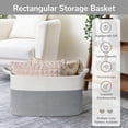 thumbnail image 2 of VeluraHome 50L Large Blanket Basket,Rectangle Storage Baskets for Storage,Cotton Rope Woven Storage Basket，Grey, 2 of 7