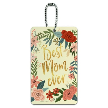 Best Mom Ever Pretty Flowers Mother's Day Luggage Card Suitcase Carry-On ID
