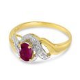 thumbnail image 3 of 14k Yellow Gold Oval Ruby And Diamond Swirl Ring, 3 of 6