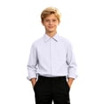 thumbnail image 2 of Boys' Girls' Long‑Sleeve Collared Button‑Up Dress Shirt,Kids School Uniform Top,9‑16Y, 2 of 5