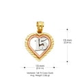 thumbnail image 3 of Ioka-14K Tri Color Gold Sweet 15 Years Quinceanera Heart Charm Pendant with 2mm Hollow Cuban Bevel Chain Necklace - 20", 3 of 6