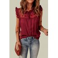thumbnail image 3 of ABPHQTO Camiseta sin mangas con canesú de malla de lunares suizos con volantes rojos para mujer, 3 of 5