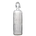 thumbnail image 1 of Botella de Vidrio Grueso, Tapa de Goma con Cierre Hermético Reutilizable, Envase de Vidrio Transparente con Relieve, 1 Litro, Línea Vertical, 1 of 3
