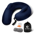 thumbnail image 1 of Almohada de viaje para cuello BLABOK inflable con soporte 360° azul, 1 of 7