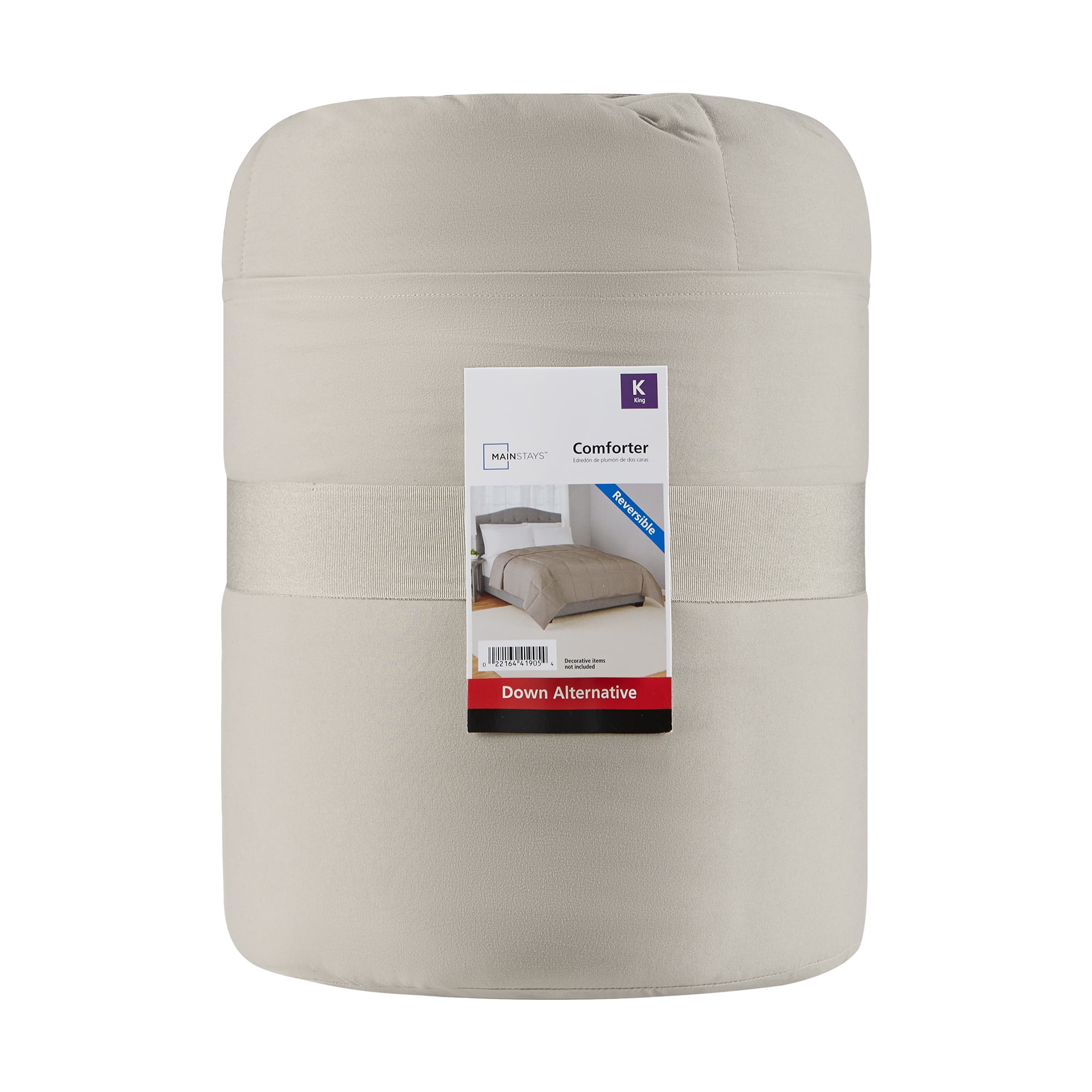 Mainstays King Comforter, Down Alternative, All-Season, Stone