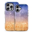 thumbnail image 2 of DesignSkinz Scratch-Resistant Hard Slim Case Compatible with iPhone 11 Pro (Compatible with MagSafe) - Blue and Orange Scratched Surface with Glowing Gold, 2 of 9