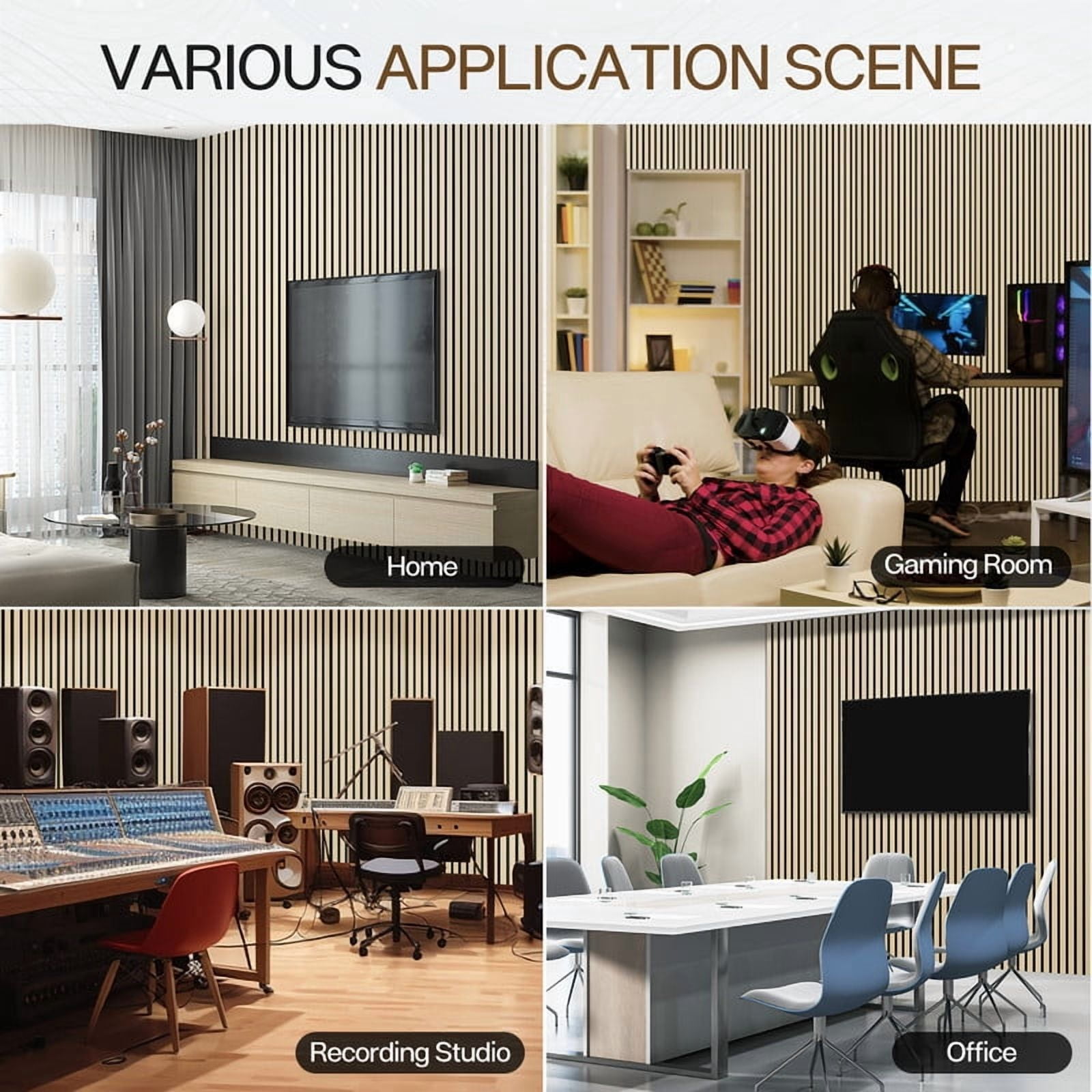 2 Pcs Acoustic Slat Wood Wall Panel, 46.45" x 23.81" Wood Slat Soundproof Wall Panel Interior Acoustic Decorative Wood Panels, Wall Decoration Interior Wall Decor for Noise Reduction, Ash Wood