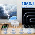 thumbnail image 2 of JcBlaon QC860-CU Calibre 14 5 Ft Blanco 8 Tomacorrientes Surge Protector Cable de Extensión, 2 of 12