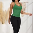 thumbnail image 2 of Women's Deep V-Neck Tank Top with Slim Fit and Adjustable Strap Detail - Small, Green, 2 of 7