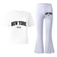 thumbnail image 5 of 2 Piece Sets for Girls Short Sleeve Letter Print T-Shirt Top and Flared Pants Set Spring Clothes Outfits for Girls 8-9 Years, 5 of 5