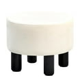 thumbnail image 7 of Tcbosik 12.5" Round Linen Upholstered Ottoman, Small Fabric Pouf with Solid Pine Legs, Modern Compact Footrest for Living Room Bedroom Entryway, 300 lbs Support, Easy Assembly, White, 7 of 7