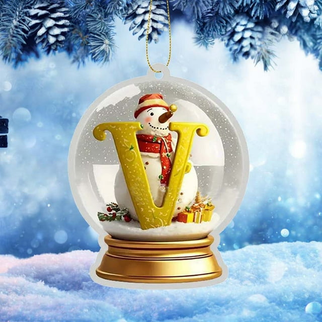 Xihbxyly Colgante de Acrílico de Cristal Amarillo, Diseño de 26 Letras, Multifuncional, para Decorar El Hogar, para Espejo de Coche, Adorno para Árbol de Navidad, para Celebraciones Festivas, Fácil d