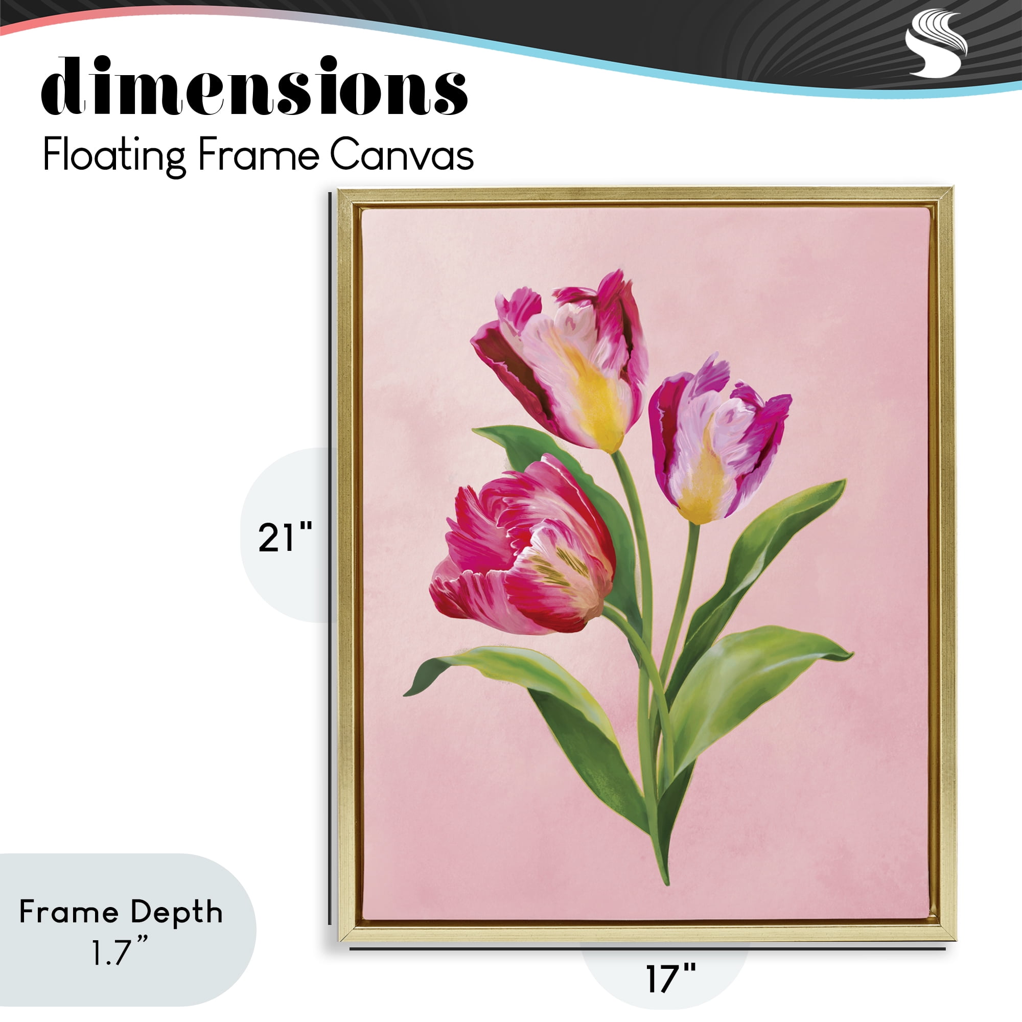 Stupell Industries Vibrant Magenta Tulips Gold Framed Floater Canvas Wall Art, design by Diane Neukirch