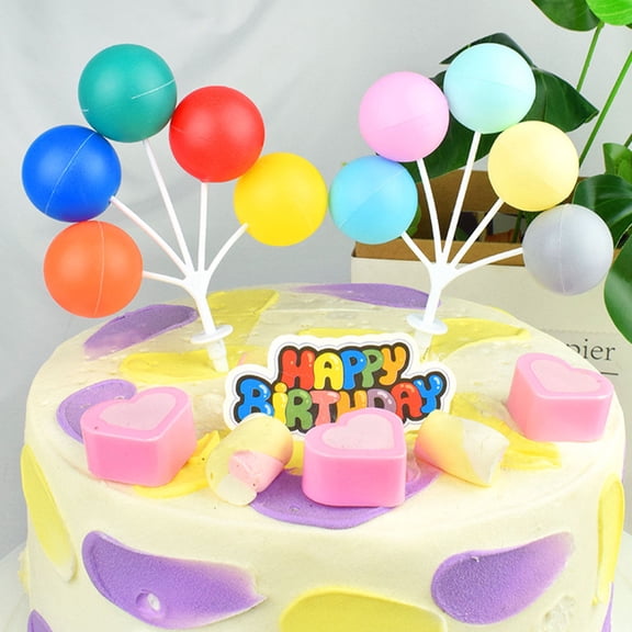 SOPOTUTU Assorted Color Balloon Cupcake Toppers 12pcs Safe Plastic Cake Decorations for Party Dessert Supplies