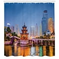 thumbnail image 3 of Ambesonne City Shower Curtain, China Cityscape at Dusk Time, 69"Wx70"L, Multicolor, 3 of 3