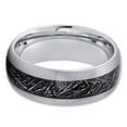 thumbnail image 2 of Meteorite Tungsten Wedding Band - Silver Tungsten Ring - Meteorite Ring (12), 2 of 4