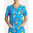 thumbnail image 4 of Dr. Seuss Women's Holiday Scrub Top with Short Sleeves, Sizes S-3XL, 4 of 5