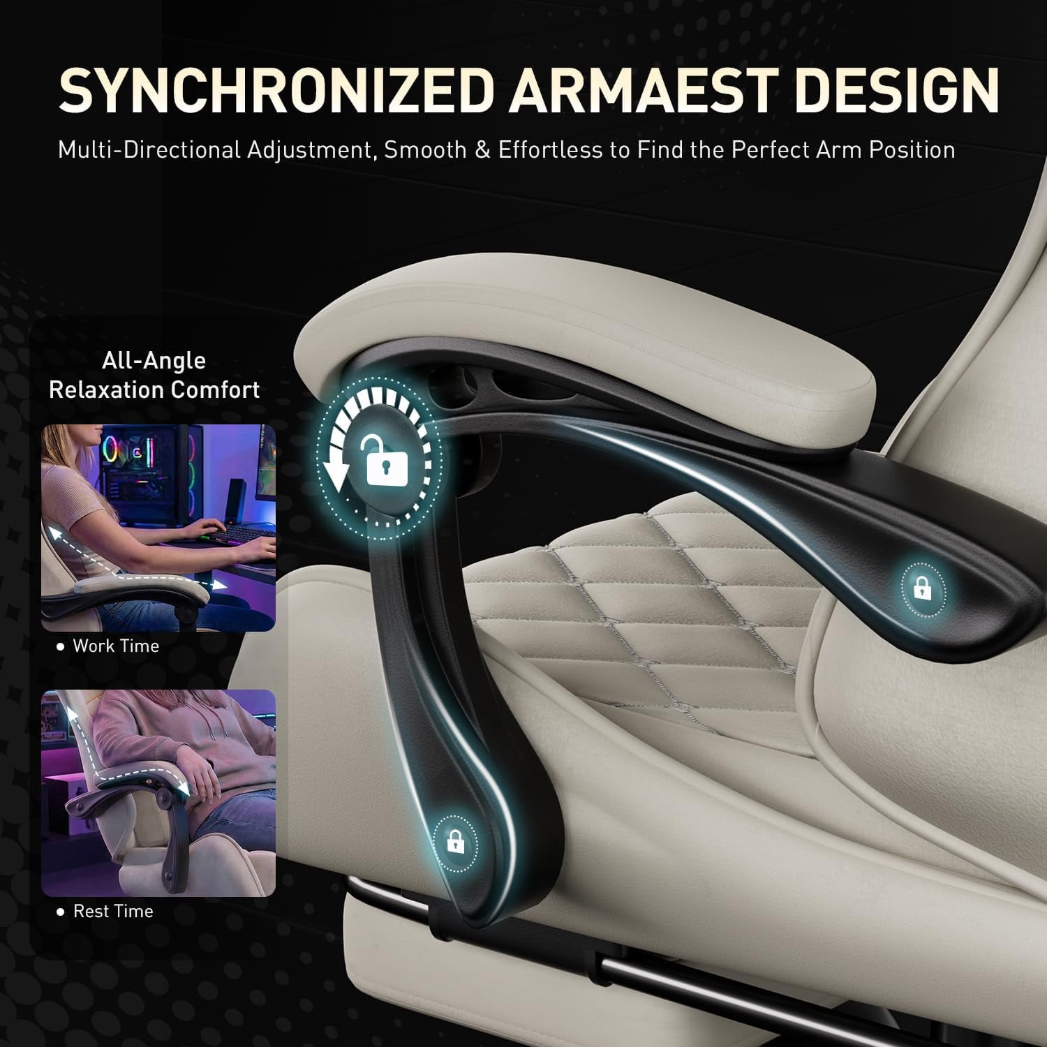 HLDIRECT Gaming Chair, Ergonomic Fabric Gamer Chair, Video Game Chair with Footrest and Massage Lumbar Cushion, Computer Office Chair