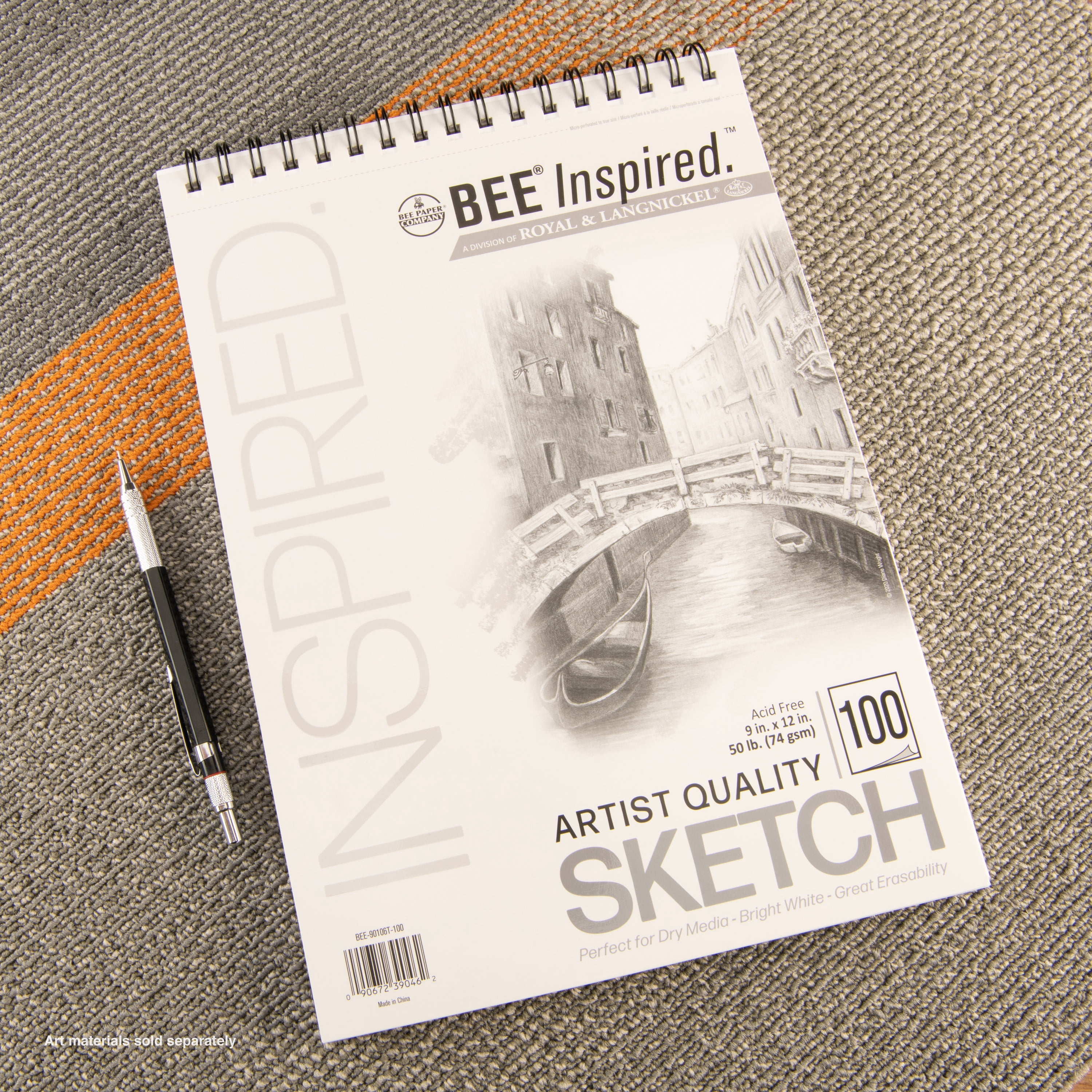 Bee Paper - Bee Inspired 9"x12" Sketching Paper Pad, 100 Sheets, Top Wire, 50lb. 74GSM