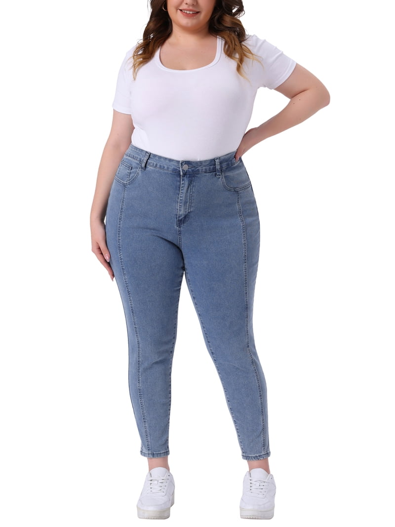 Agnes Orinda Women's Plus Size Skinny Jeans Mid Rise Stretch