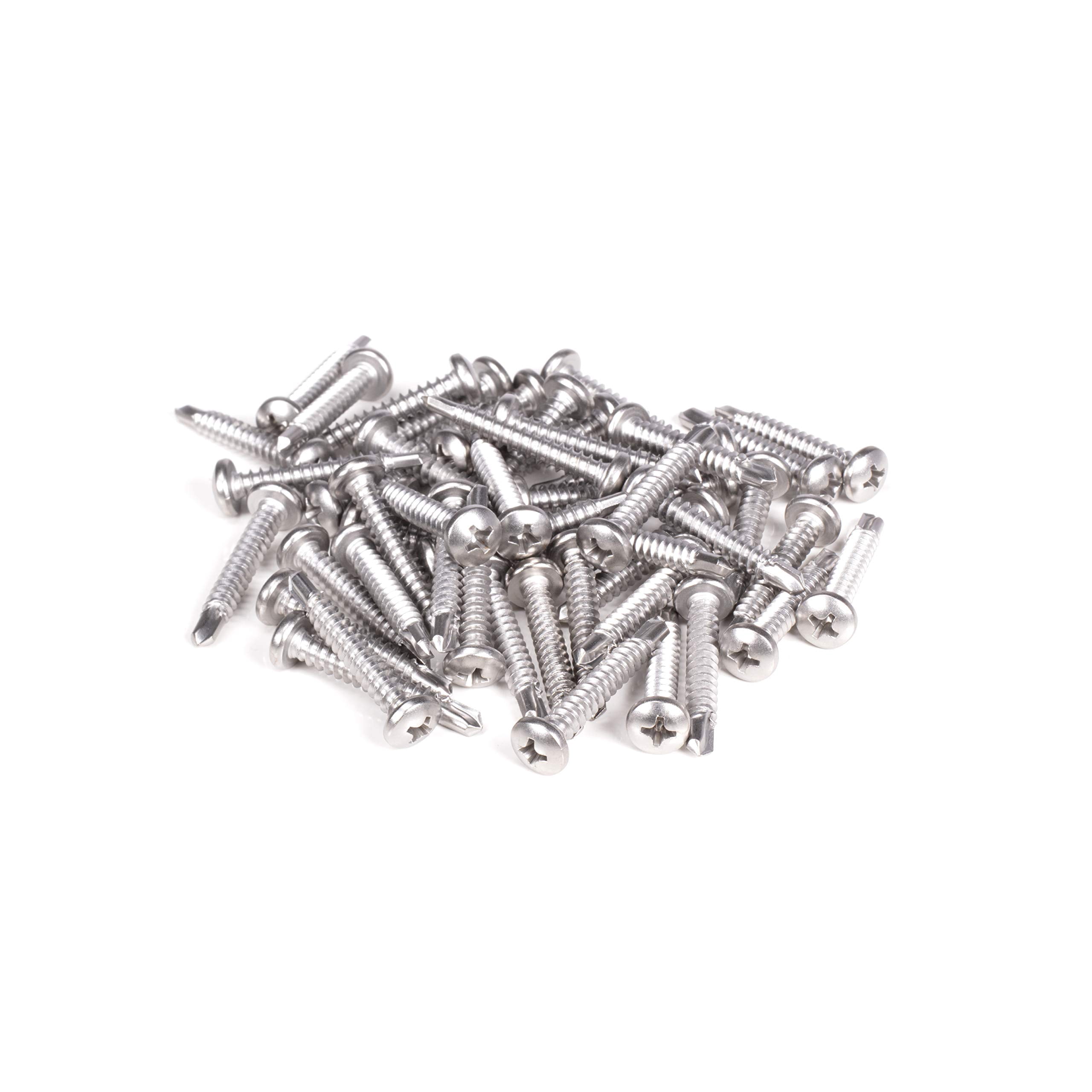 THE CIMPLE CO - 100pc Stainless Steel Self Drilling Tapping Screws #10 x 1 1/4" Phillips Pan