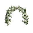 thumbnail image 2 of 6ft Artificial Eucalyptus Garland with 10 White Roses & Baby's Breath, Silk Flower Garland for Wedding Arch, Table Runner, Centerpiece, Wall Backdrop Decor 🌿✨, 2 of 8