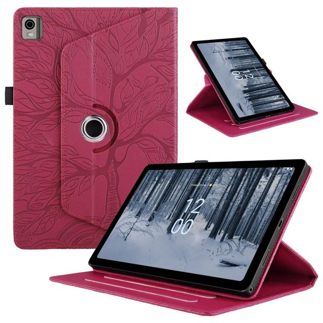 For Nokia T21 Tablet Case 10.4 inch Emboss Tree 360 Rotating Stand Tablet Coque For nokia t21 Case For Nokia T20 T 20 10.4" red For Nokia T20