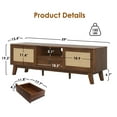 thumbnail image 6 of MAYEERTY Light Walnut 70"Rattan&Wood TV Stand, Boho Media Console with Drawer& 2 Cabinets for Living Room, 6 of 8