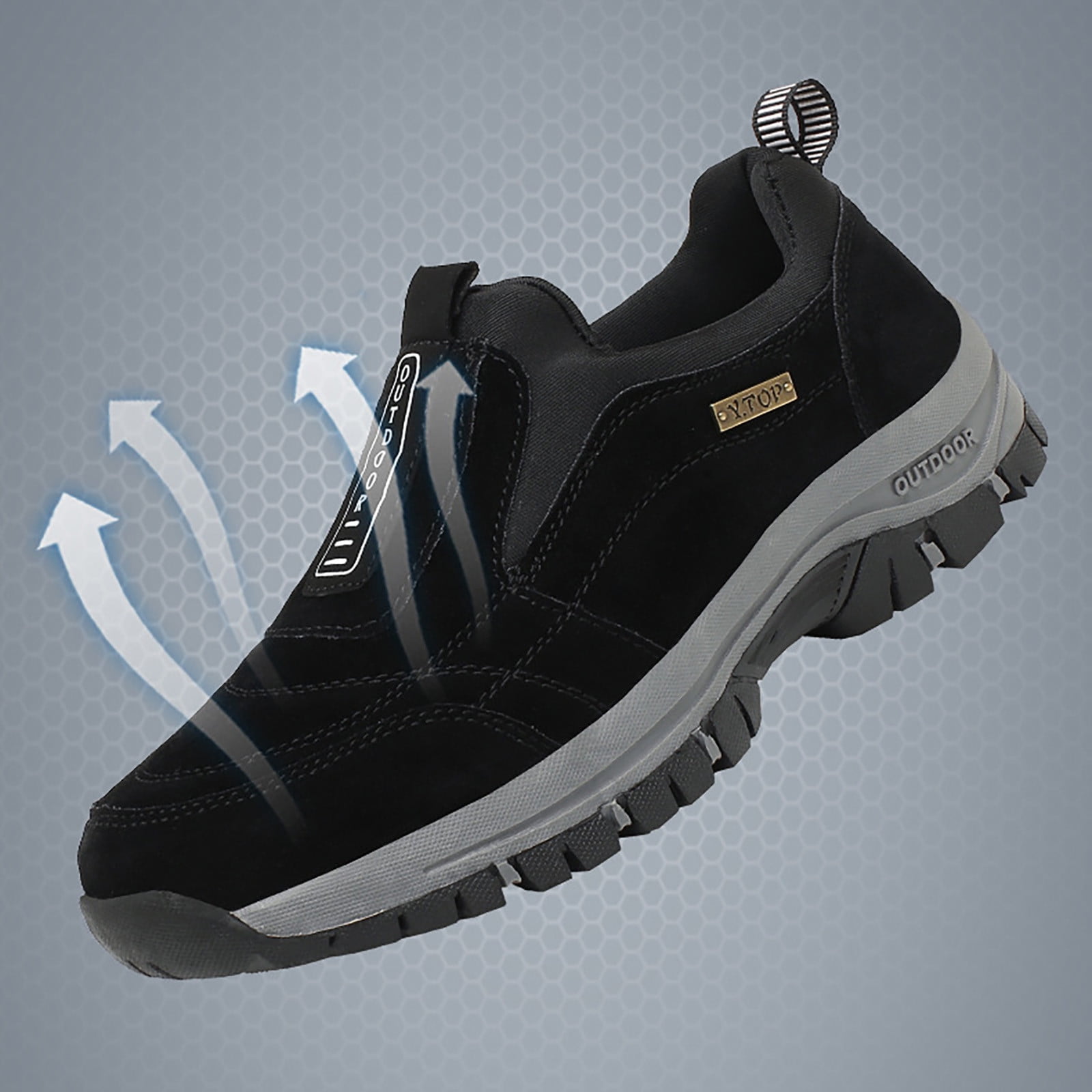 Dakaela Men's Waterproof Hiking Shoes Comfortable Orthopedic Walking Slip on Sneakers Wide Casual Loafers