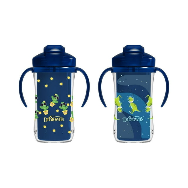 Tasse à paille isolée de Dr. Brown's Milestones, 10 oz/300 mL, bleu