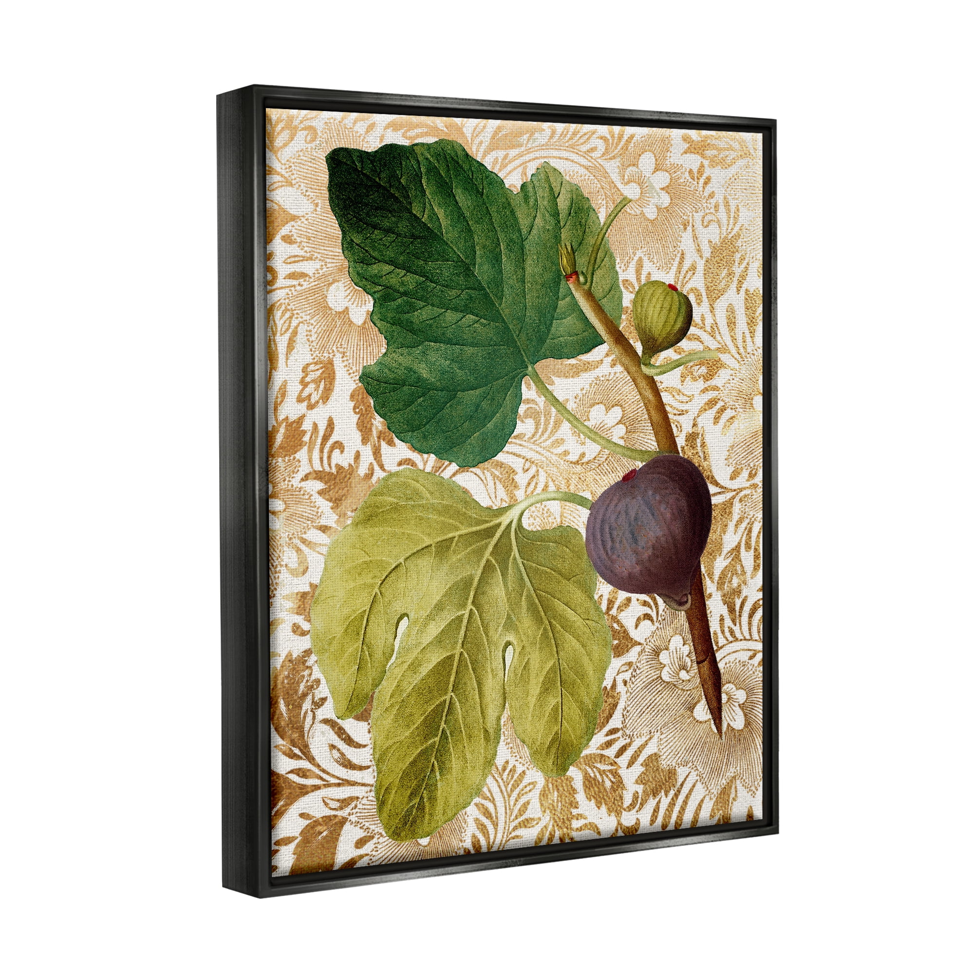 Stupell Industries Ornate Produce Fig Plant Pattern Botanical & Floral Painting Black Floater Framed Art Print Wall Art