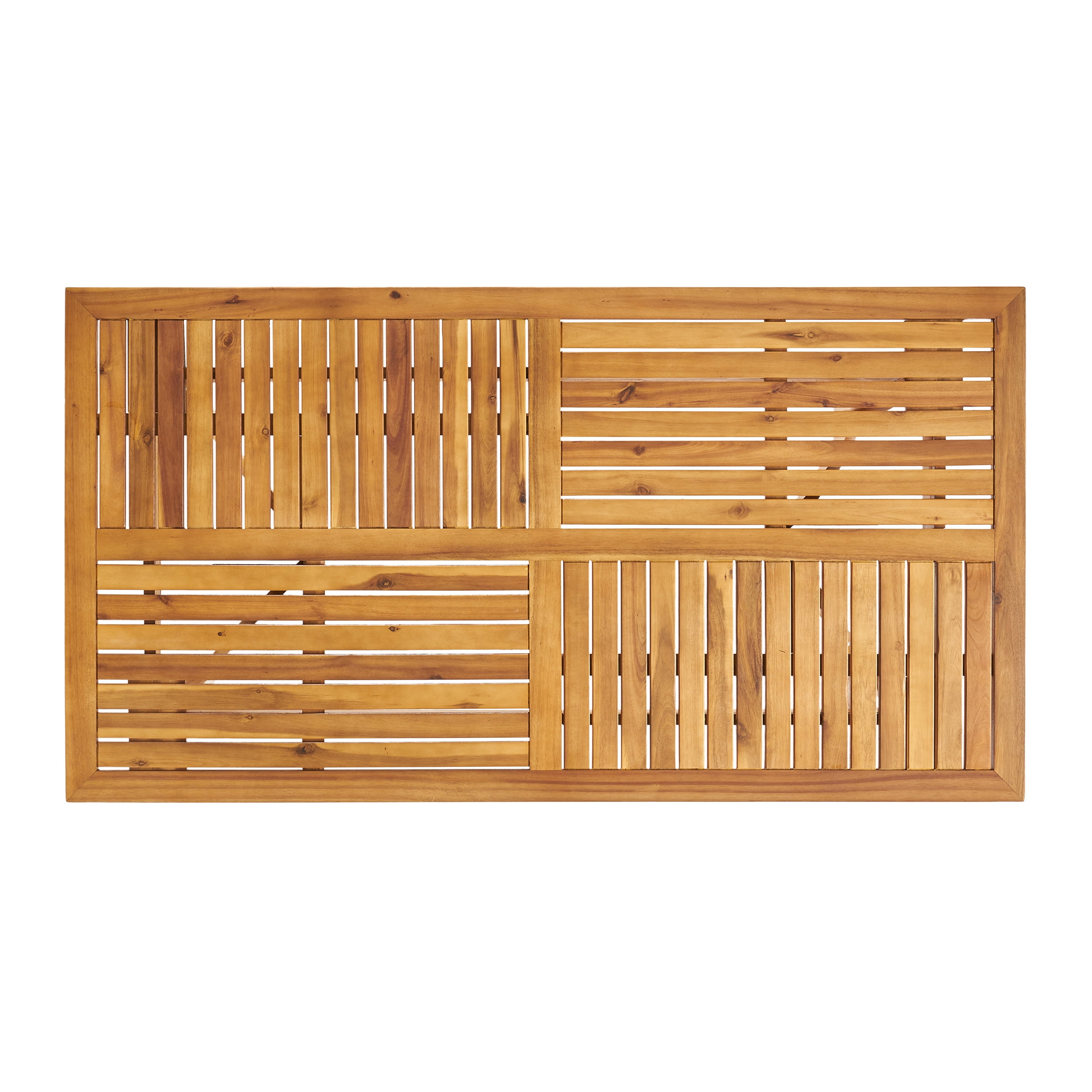 Outdoor Rectangular Solid Wood Dining Table 59 Inch, Large Size Household Table for Patio Garden, Teak
