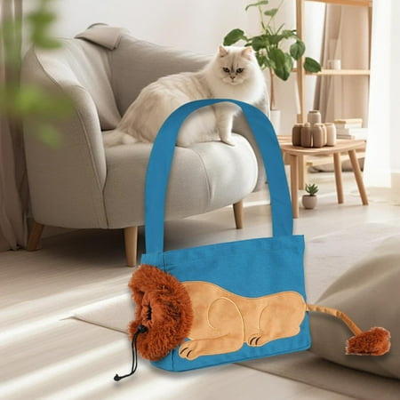 Menolana Little Pet Carrier Canvas Shoulder Bag Handbag Practical Travel Transport Bag Portable Crossbody Bag for Kitten Puppy Blue S