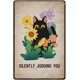thumbnail image 1 of Letrero de hojalata con diseño de gato negro que dice "Silently Judging You" (Juzgándote en silencio), placa de metal vintage, letrero de hojalata decorativo de pared de metal retro de 8 x 12, 1 of 7