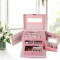 thumbnail image 4 of Kendal Large Leather Jewelry Box/Case/Storage/Organizer with Travel Case and Lock (Pink), 4 of 8